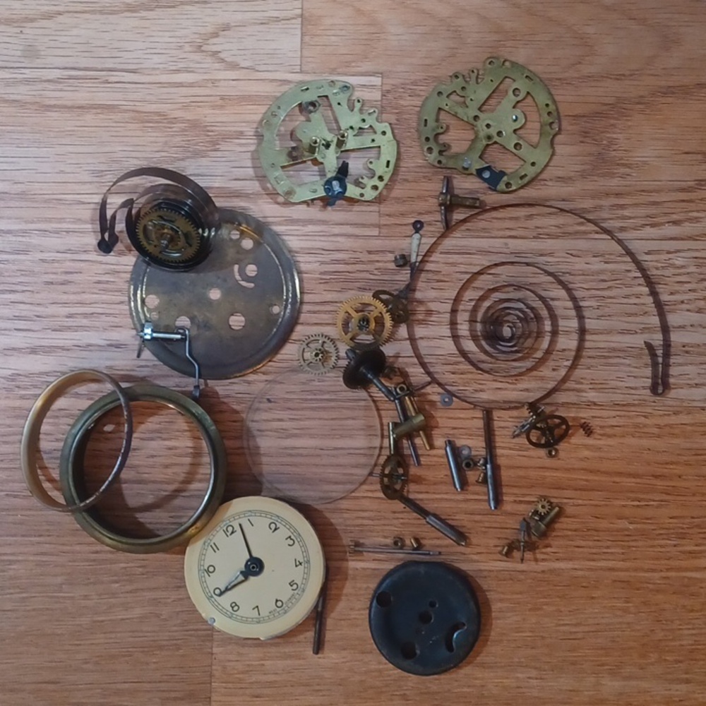 Vintage West Germany Clock Parts Steampunk Gears Arms Metal Art Clock Craft